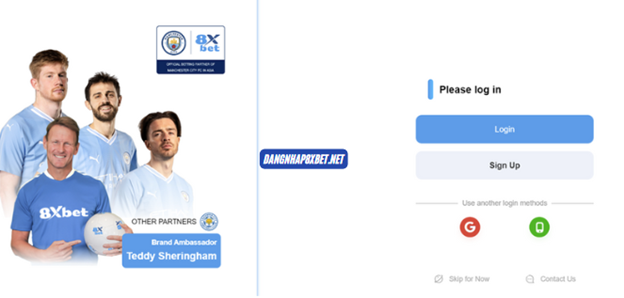 Giao diện đăng nhập chính thức trên website 8xbet.com