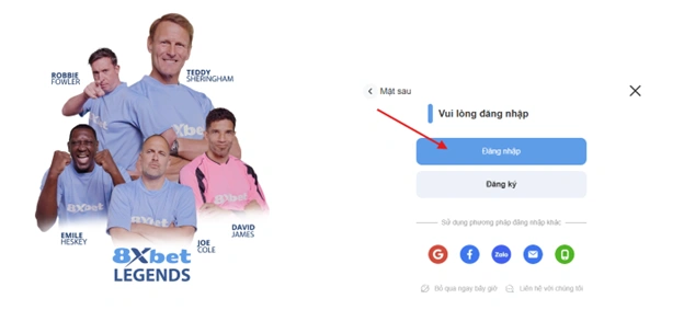 Nhập thông tin đăng nhập 8XBET chính xác