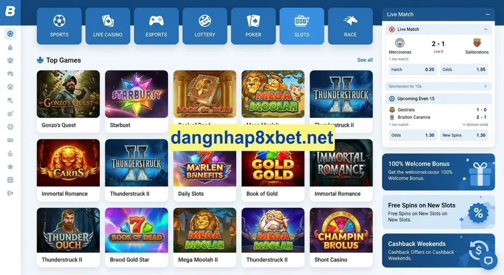 Sảnh 8xbet với nhiều sản phẩm game và cá cược thể thao